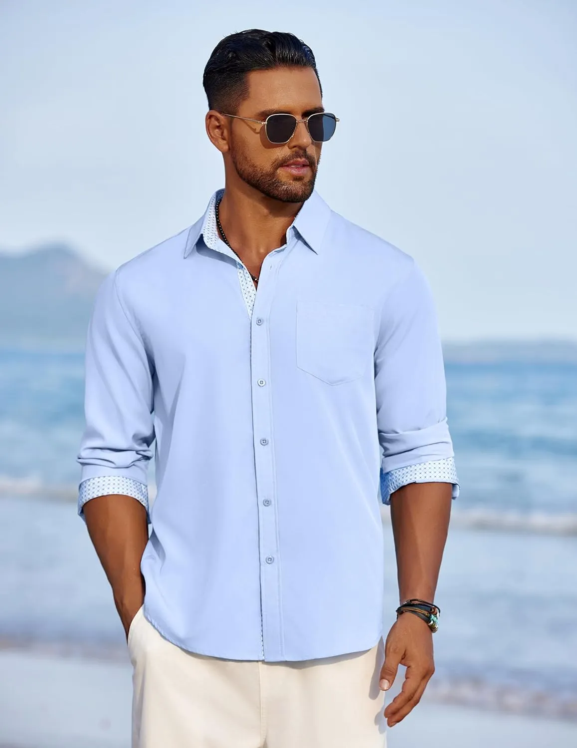 COOFANDY Men's Dress Shirt Wrinkle Free Regular Fit Stretch Long Sleeve Button Down Shirts