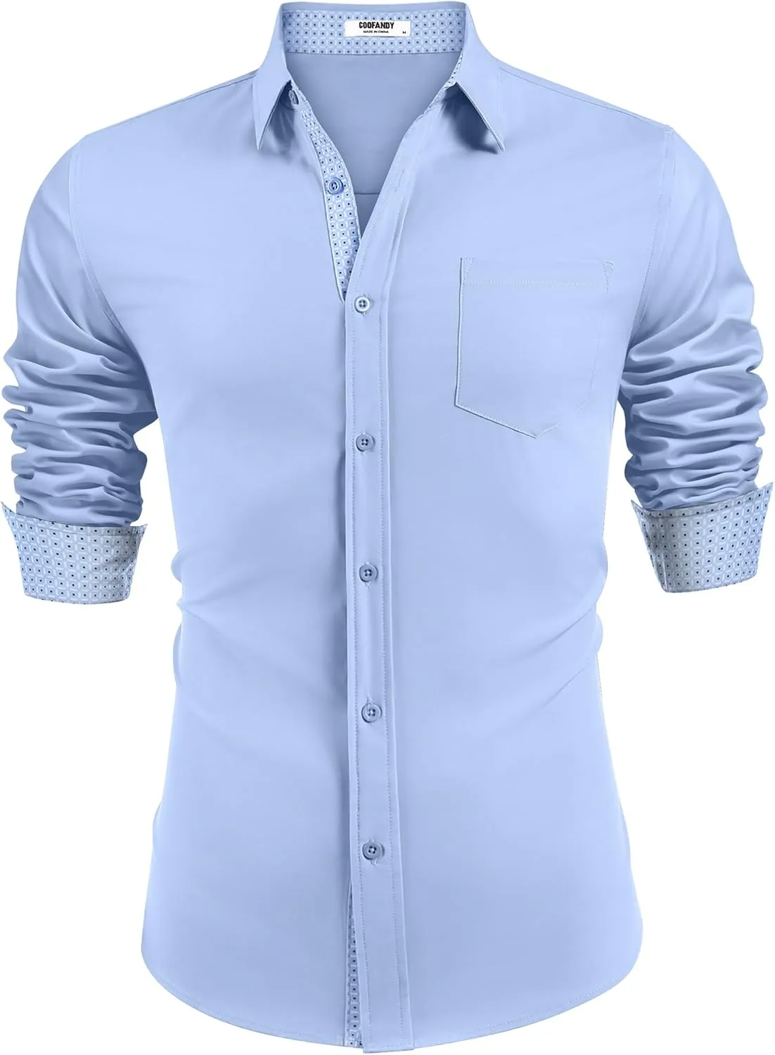 COOFANDY Men's Dress Shirt Wrinkle Free Regular Fit Stretch Long Sleeve Button Down Shirts