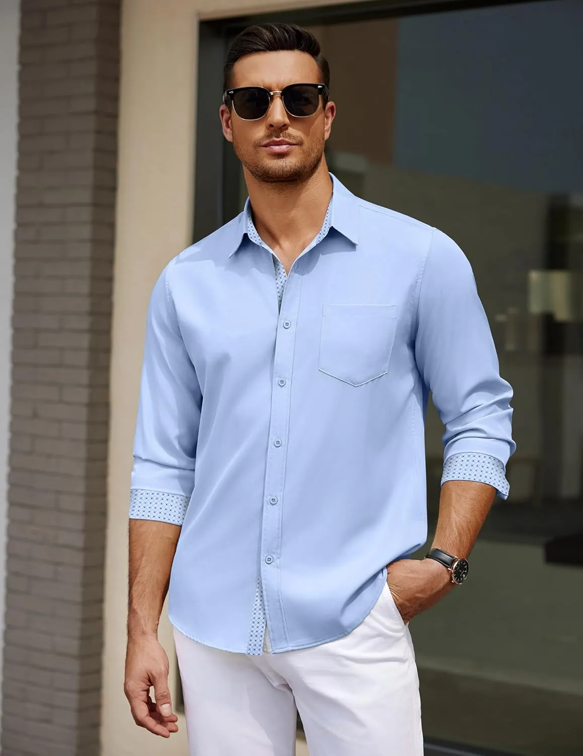 COOFANDY Men's Dress Shirt Wrinkle Free Regular Fit Stretch Long Sleeve Button Down Shirts