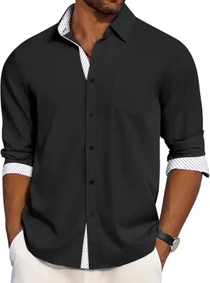 COOFANDY Men's Dress Shirt Wrinkle Free Regular Fit Stretch Long Sleeve Button Down Shirts