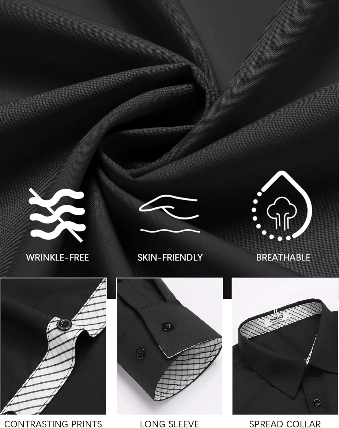 COOFANDY Men's Dress Shirt Wrinkle Free Regular Fit Stretch Long Sleeve Button Down Shirts