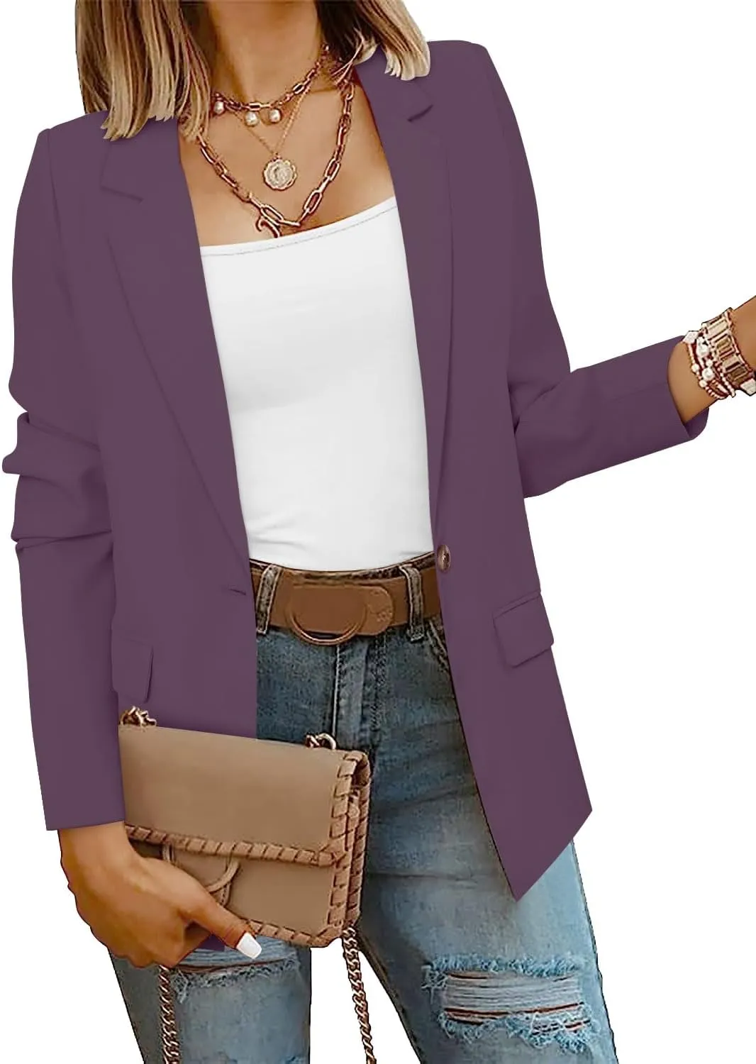 CRAZY GRID Women Business Casual Blazers with Lined Professional Work Suit Jacket with Pockets