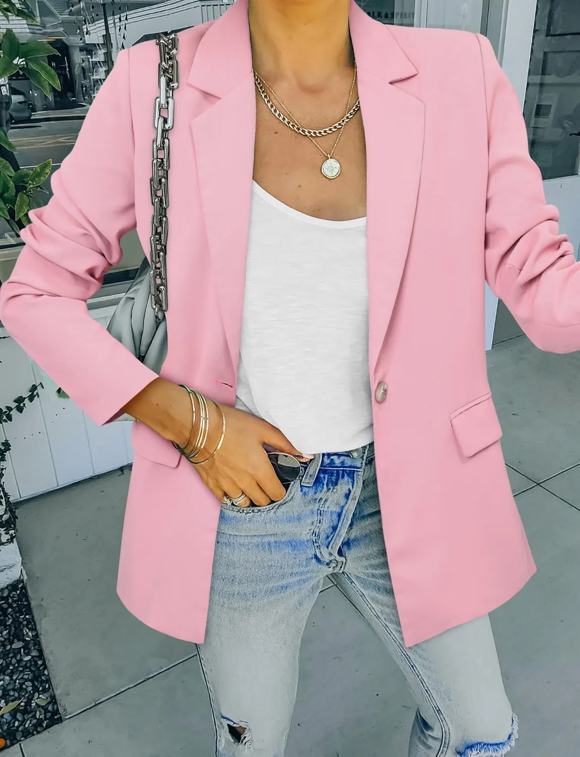 CRAZY GRID Women Business Casual Blazers with Lined Professional Work Suit Jacket with Pockets