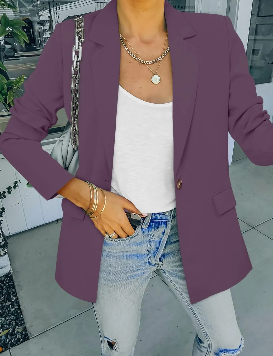 CRAZY GRID Women Business Casual Blazers with Lined Professional Work Suit Jacket with Pockets