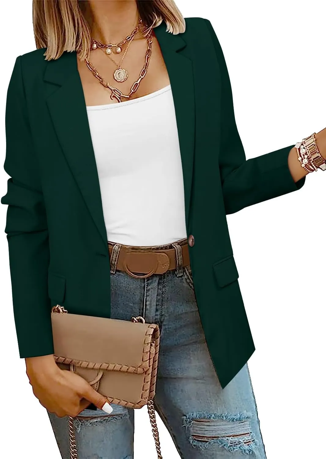 CRAZY GRID Women Business Casual Blazers with Lined Professional Work Suit Jacket with Pockets