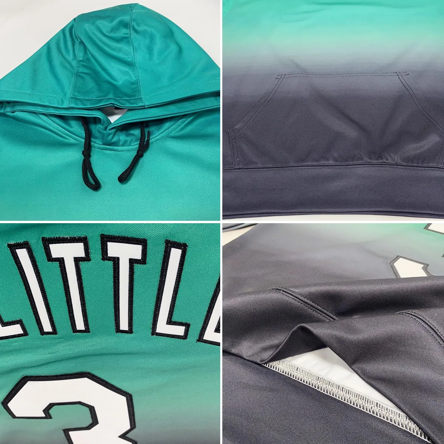 Custom Gradient Baseball Hoodie Personalized Pullover Sweatshirt Stitched Name Number Logo for Men Women Youth Kids