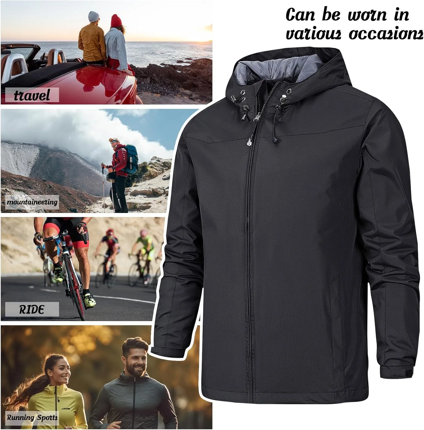 Custom Men's Mountain Waterproof Jacket Hooded Windbreakers Windproof Softshell Rain Coat