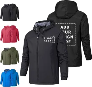 Custom Men's Mountain Waterproof Jacket Hooded Windbreakers Windproof Softshell Rain Coat