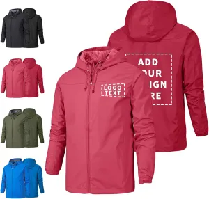 Custom Men's Mountain Waterproof Jacket Hooded Windbreakers Windproof Softshell Rain Coat