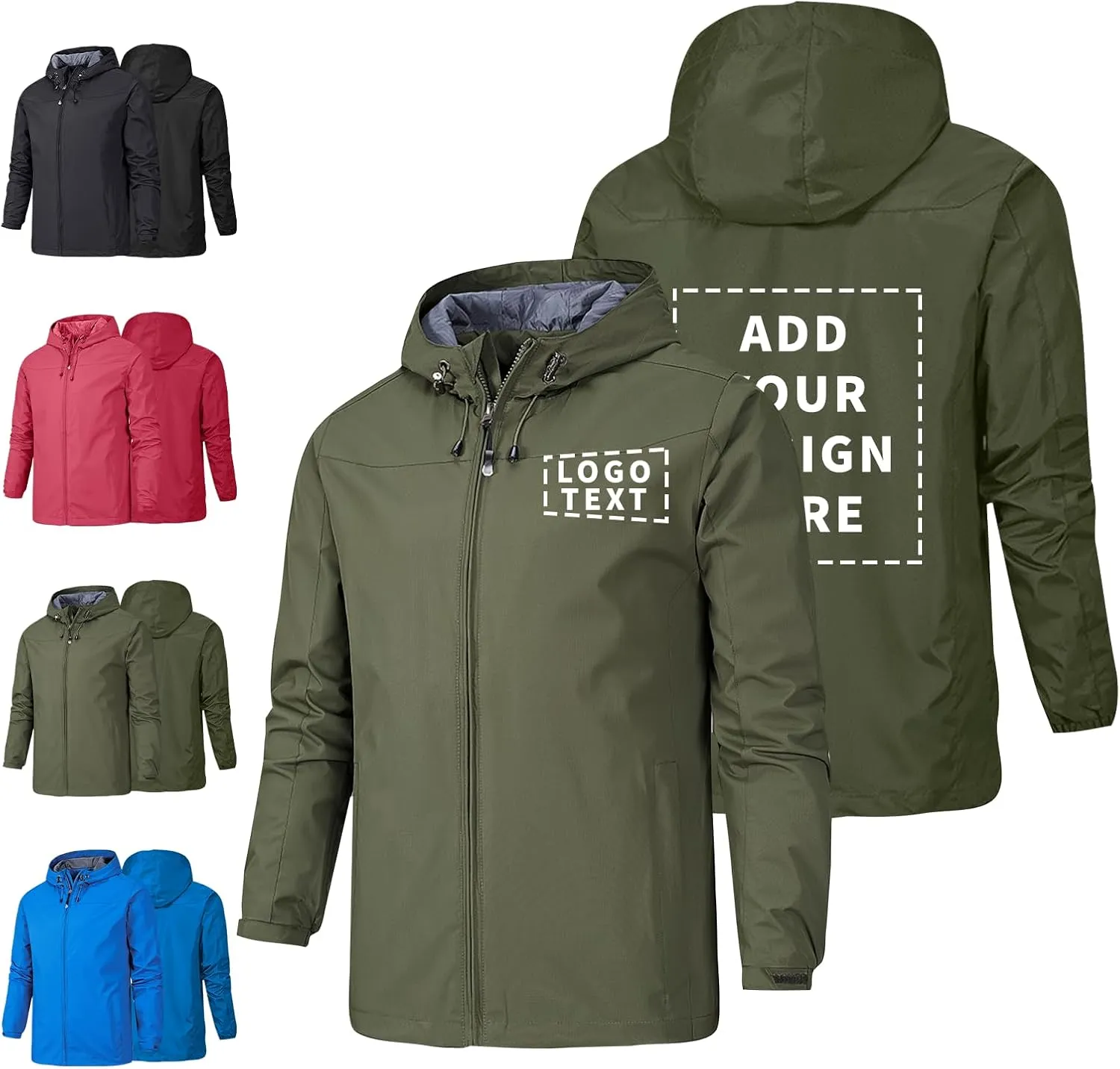 Custom Men's Mountain Waterproof Jacket Hooded Windbreakers Windproof Softshell Rain Coat