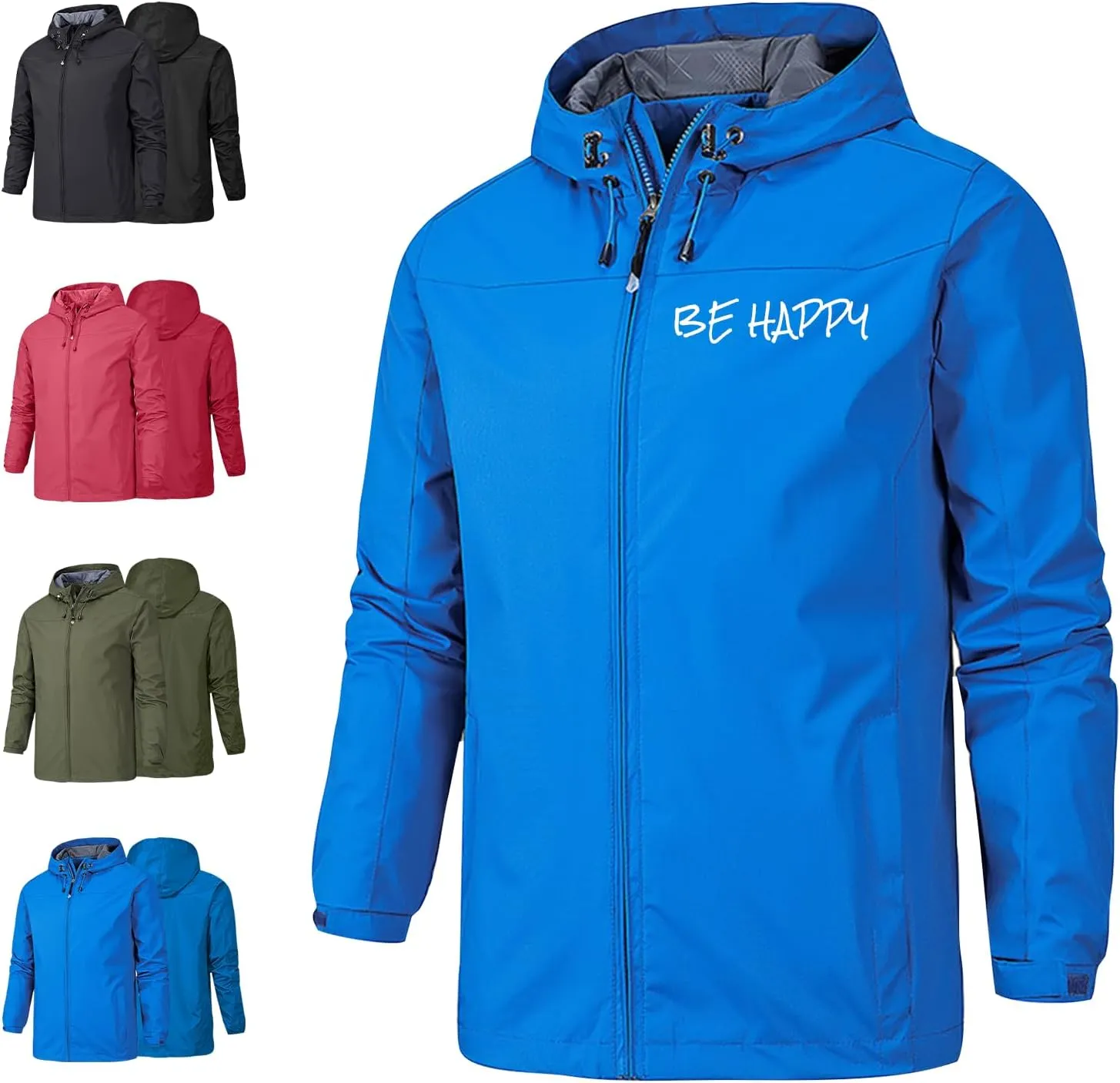 Custom Men's Mountain Waterproof Jacket Hooded Windbreakers Windproof Softshell Rain Coat