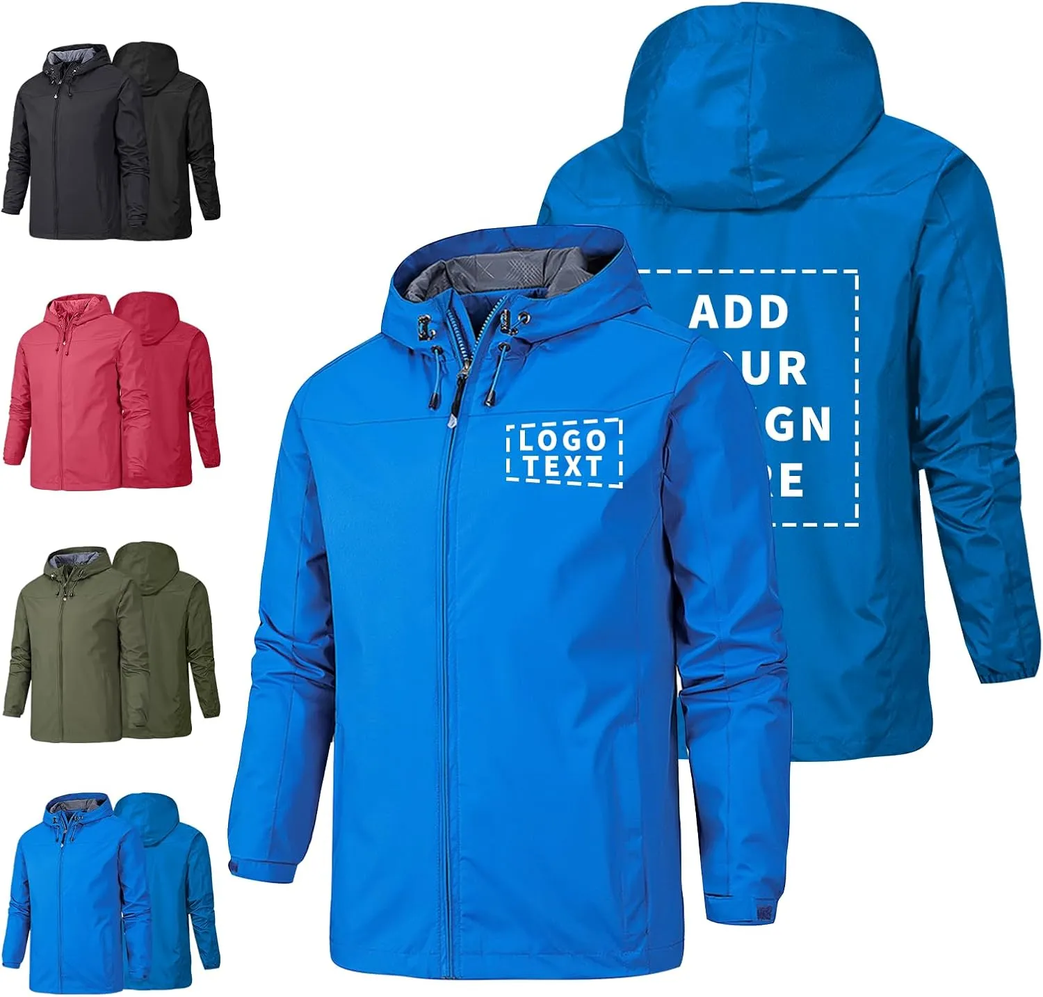 Custom Men's Mountain Waterproof Jacket Hooded Windbreakers Windproof Softshell Rain Coat