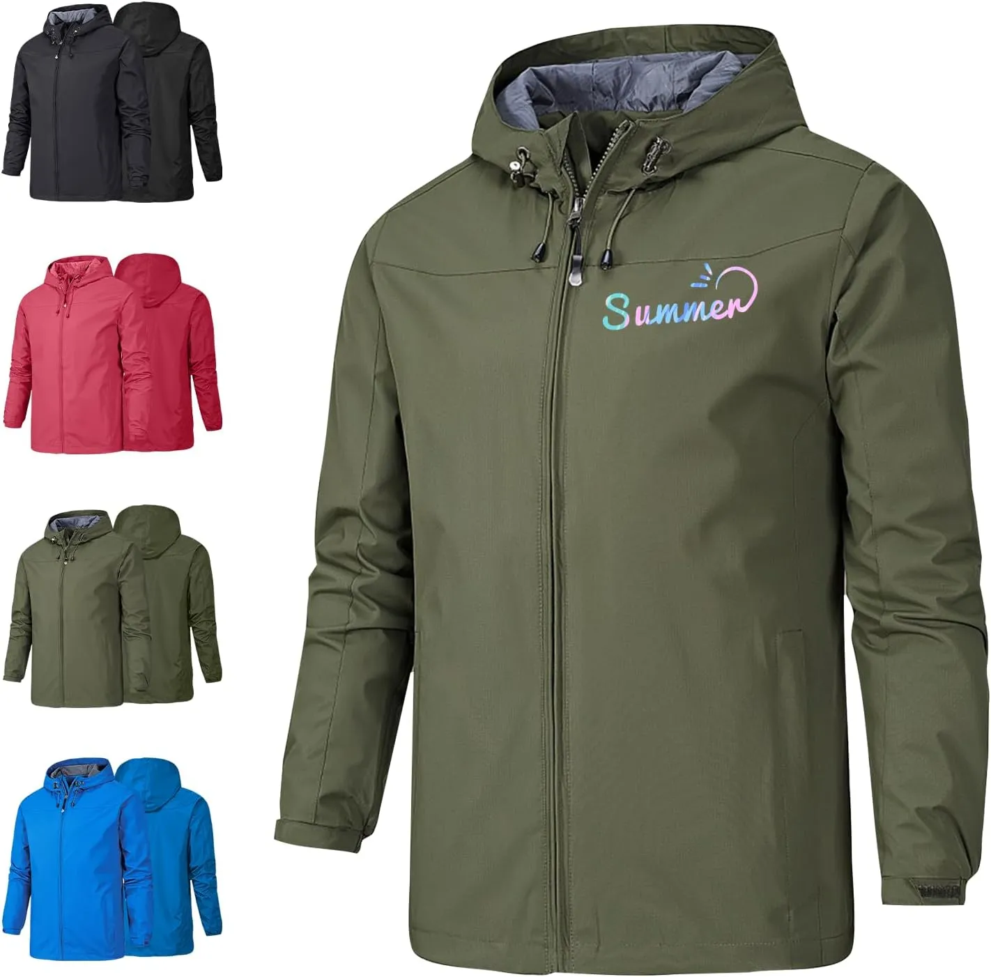 Custom Men's Mountain Waterproof Jacket Hooded Windbreakers Windproof Softshell Rain Coat