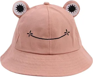Cute Frog Bucket Hat Adults Cotton Bucket Hat Summer Hat Sun Protection Cap Fisherman Beach Festival Sun Hat