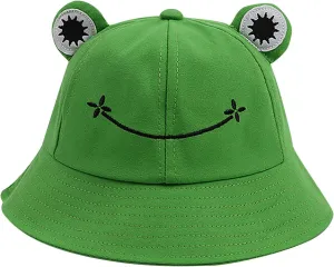 Cute Frog Bucket Hat Adults Cotton Bucket Hat Summer Hat Sun Protection Cap Fisherman Beach Festival Sun Hat