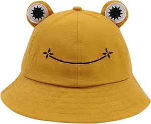 Cute Frog Bucket Hat Adults Cotton Bucket Hat Summer Hat Sun Protection Cap Fisherman Beach Festival Sun Hat