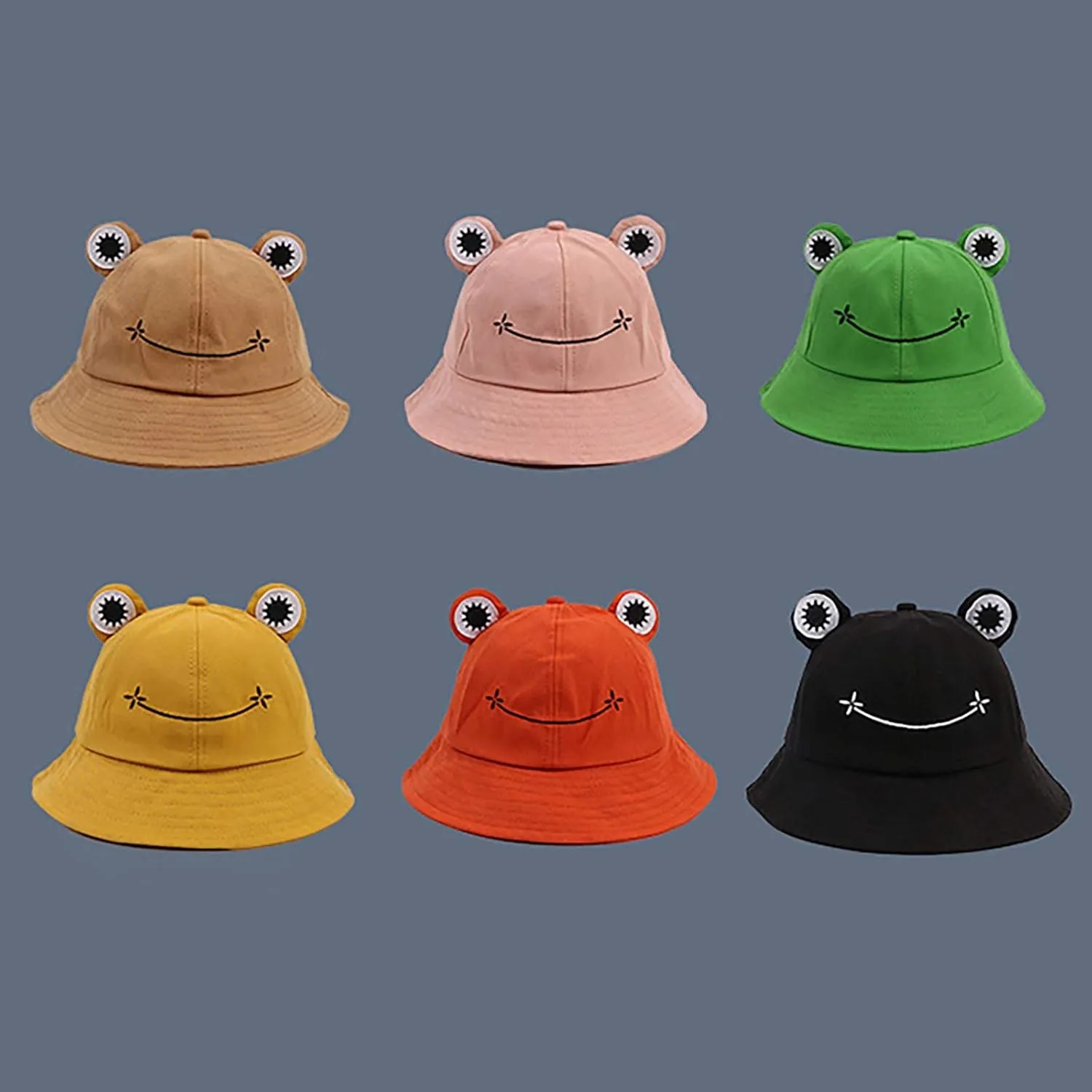 Cute Frog Bucket Hat Adults Cotton Bucket Hat Summer Hat Sun Protection Cap Fisherman Beach Festival Sun Hat