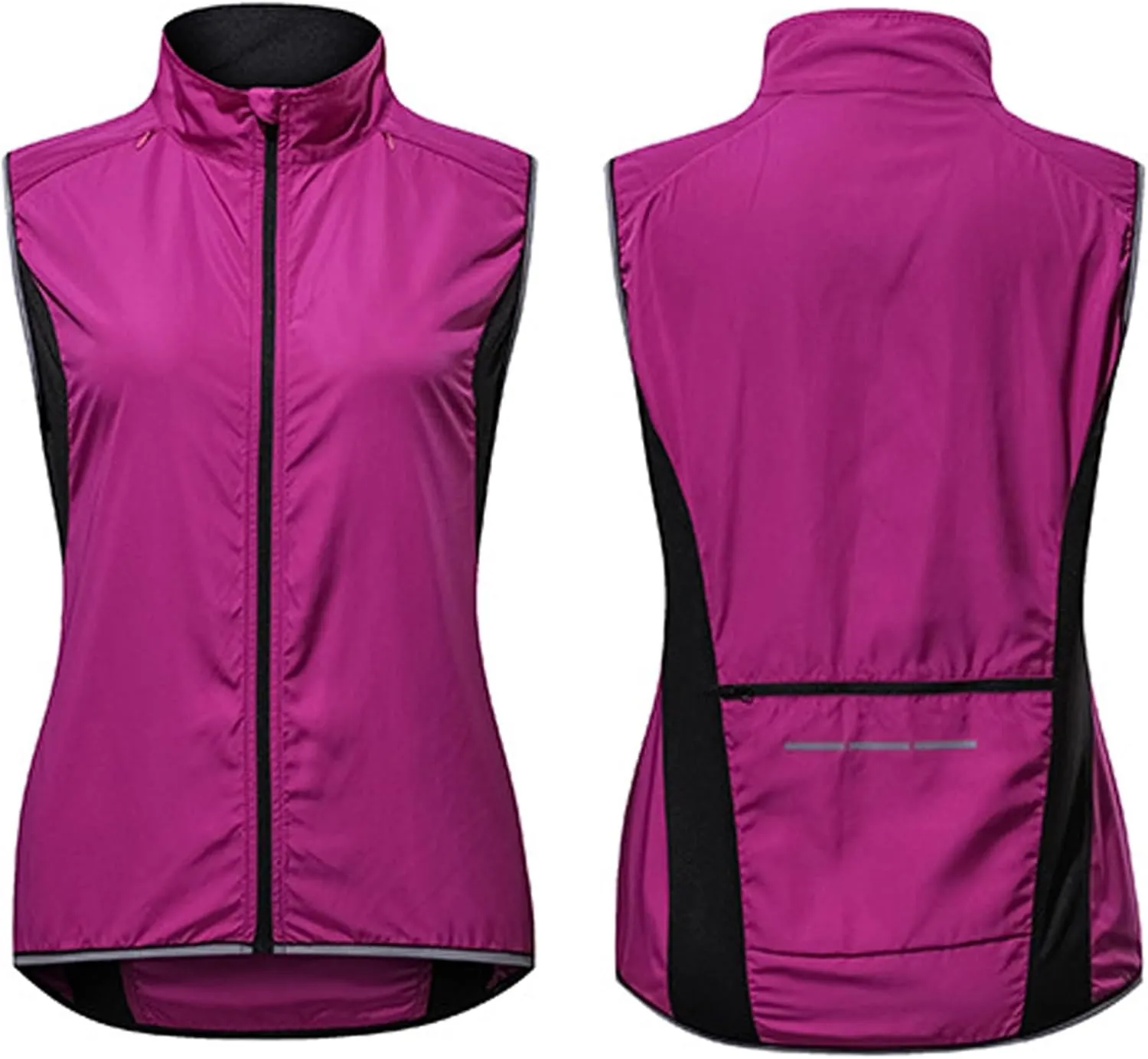 Cycling Jackets Windproof for Womens，Breathable and Reflective Lightweight Packable Sleeveless Windbreakers