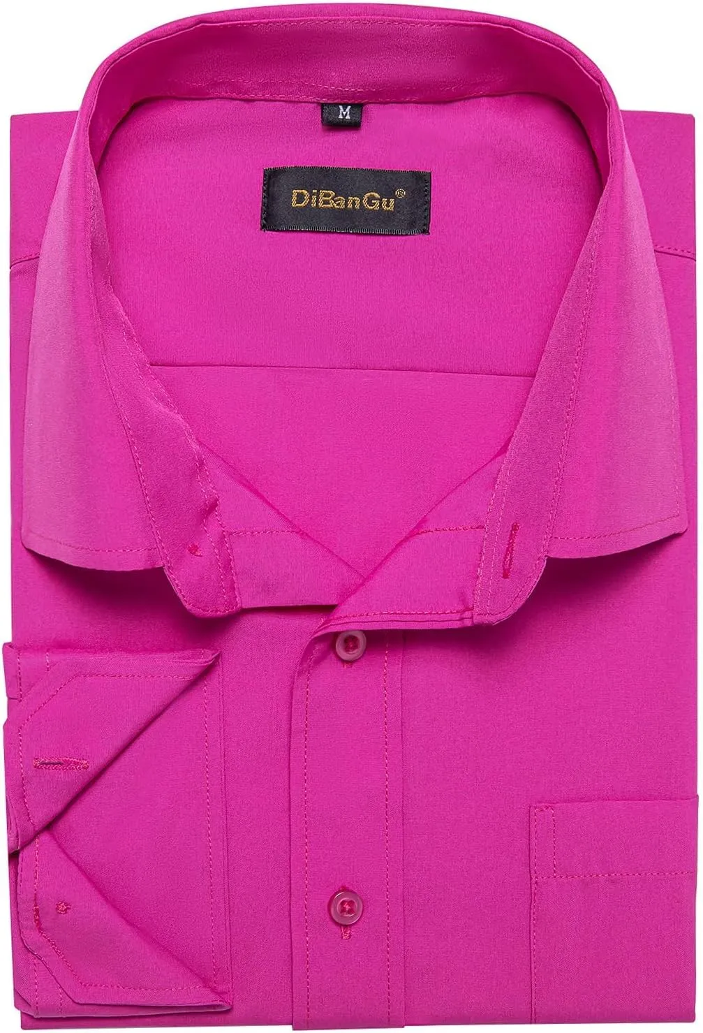 DiBanGu Long Sleeve Button Up Shirts for Men Casual Business Shirt with Pocket Solid Regular Fit Shirts for Formal Wedding