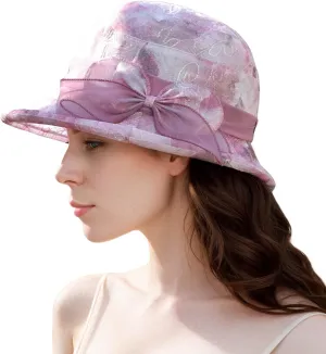 Fascinator Hat for Women Tea Party Easter Outfits Wide Brim Organz𝓪 Flower Derb𝚢 Church Bucket Hats Bridal Sunhat