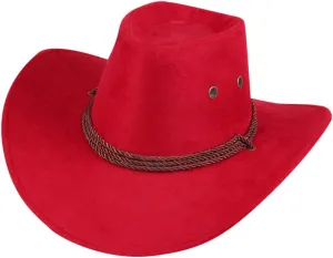 Felt Wide Brim Classic Cowboy Hats for Women Men Vintage Western Cowgirl Hats Pull On Outdoor Fedora Hats with Belt