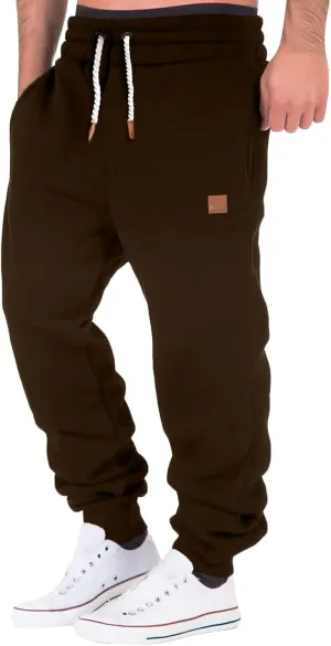 Fleece Lined Sweatpants for Men Slim Fit Jogger Pants with Drawstring Casual Track Pants Tapered Winter Trousers