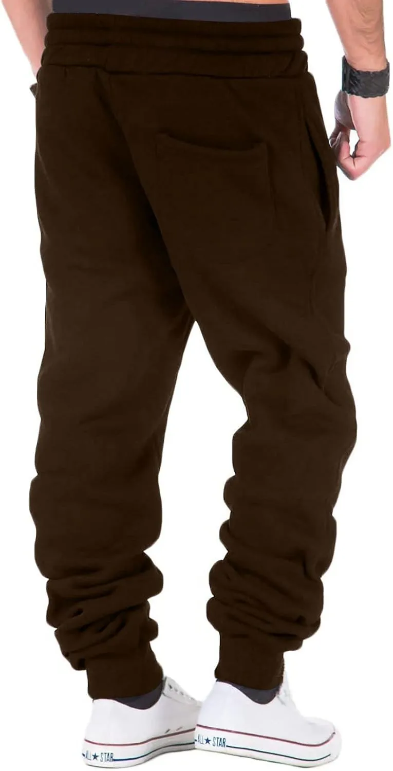 Fleece Lined Sweatpants for Men Slim Fit Jogger Pants with Drawstring Casual Track Pants Tapered Winter Trousers