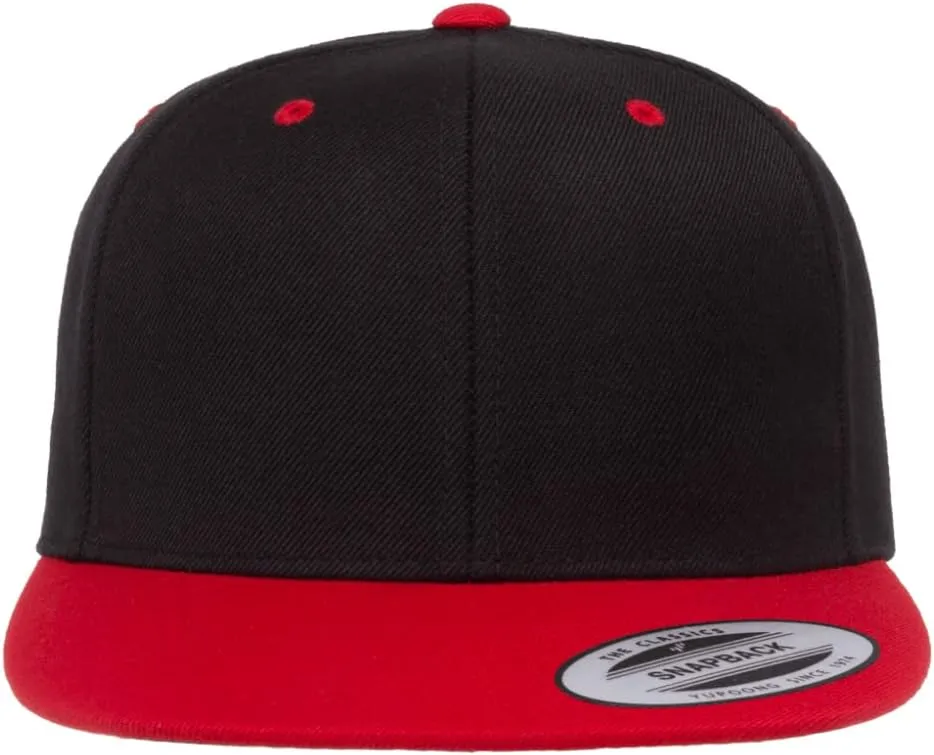 Flexfit Yupoong Classics Mens Womens 6-Panel Premium Adjustable Baseball Cap, Snapback, Flat Bill, One Size