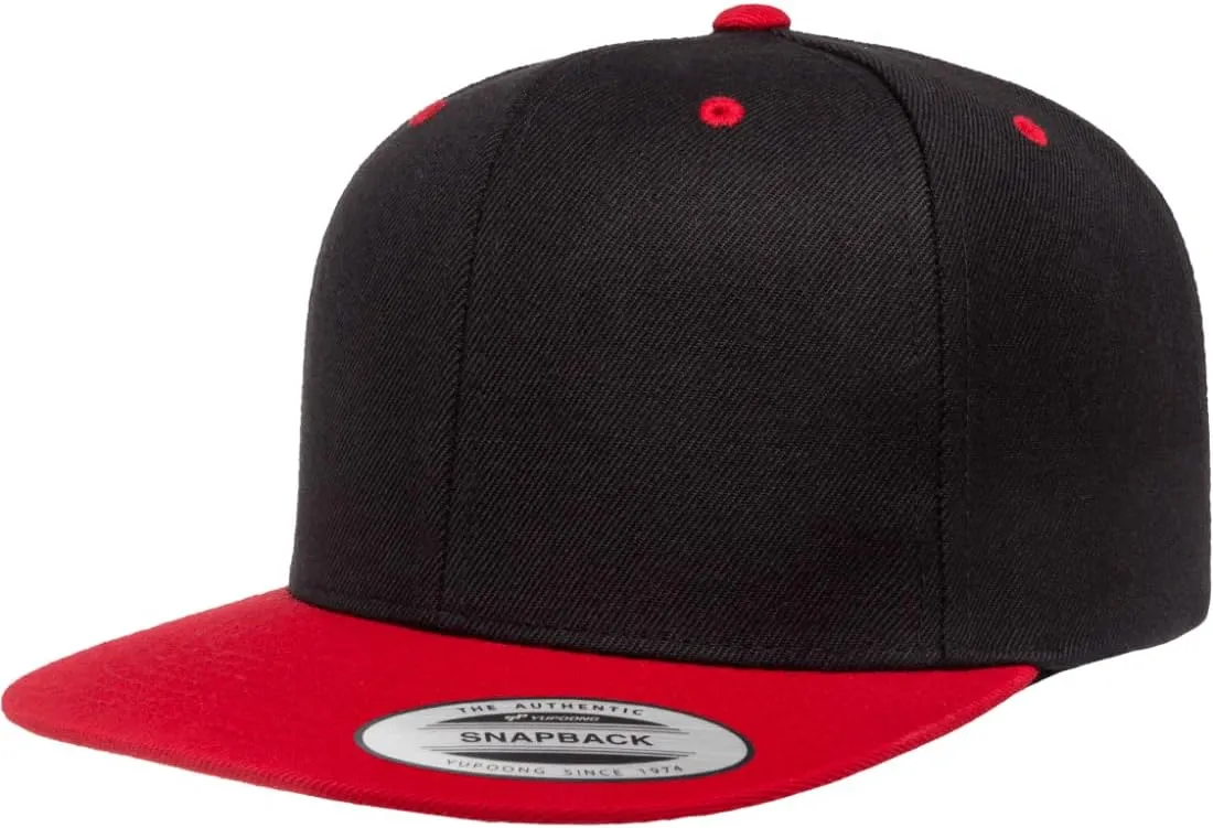 Flexfit Yupoong Classics Mens Womens 6-Panel Premium Adjustable Baseball Cap, Snapback, Flat Bill, One Size