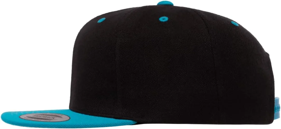 Flexfit Yupoong Classics Mens Womens 6-Panel Premium Adjustable Baseball Cap, Snapback, Flat Bill, One Size