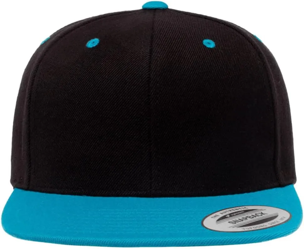 Flexfit Yupoong Classics Mens Womens 6-Panel Premium Adjustable Baseball Cap, Snapback, Flat Bill, One Size