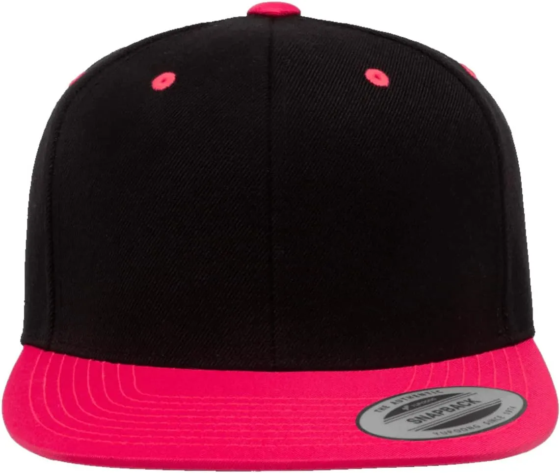 Flexfit Yupoong Classics Mens Womens 6-Panel Premium Adjustable Baseball Cap, Snapback, Flat Bill, One Size
