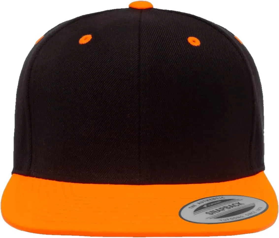 Flexfit Yupoong Classics Mens Womens 6-Panel Premium Adjustable Baseball Cap, Snapback, Flat Bill, One Size