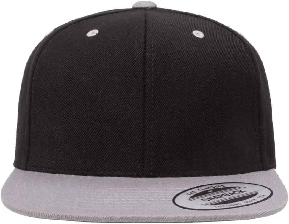 Flexfit Yupoong Classics Mens Womens 6-Panel Premium Adjustable Baseball Cap, Snapback, Flat Bill, One Size