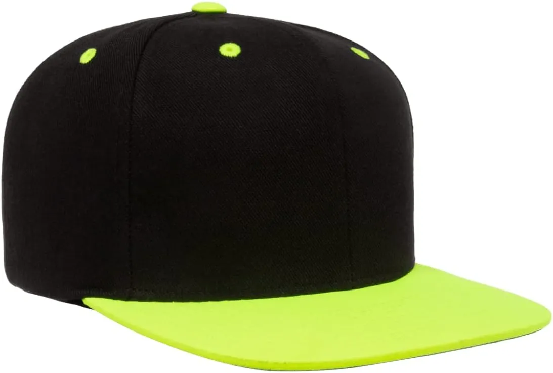 Flexfit Yupoong Classics Mens Womens 6-Panel Premium Adjustable Baseball Cap, Snapback, Flat Bill, One Size
