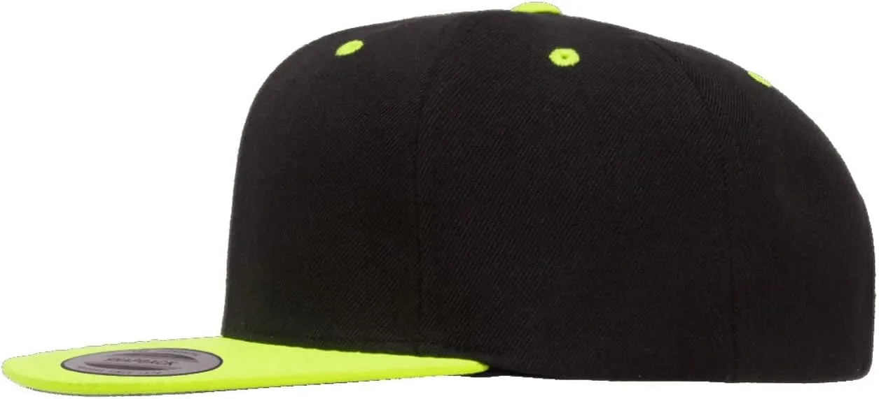 Flexfit Yupoong Classics Mens Womens 6-Panel Premium Adjustable Baseball Cap, Snapback, Flat Bill, One Size
