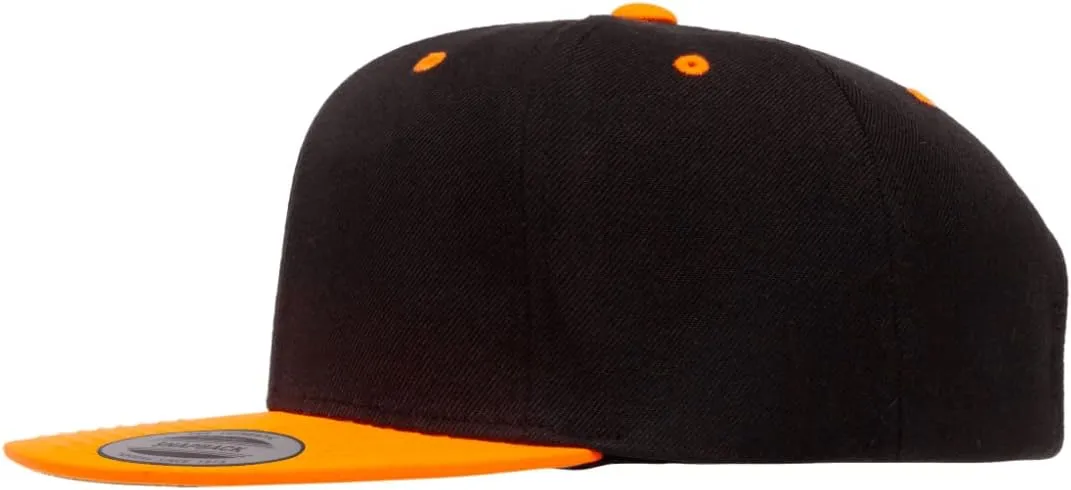 Flexfit Yupoong Classics Mens Womens 6-Panel Premium Adjustable Baseball Cap, Snapback, Flat Bill, One Size