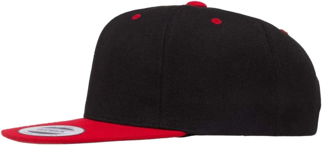 Flexfit Yupoong Classics Mens Womens 6-Panel Premium Adjustable Baseball Cap, Snapback, Flat Bill, One Size
