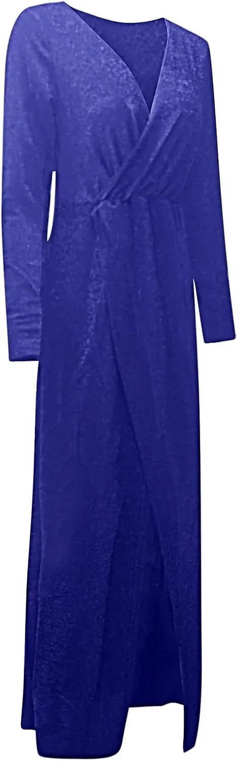 Formal Dresses for Women 2024 Sequin V Neck Ruched Slit Bodycon Long Dress Sparkly Evening Party Gala Dresses