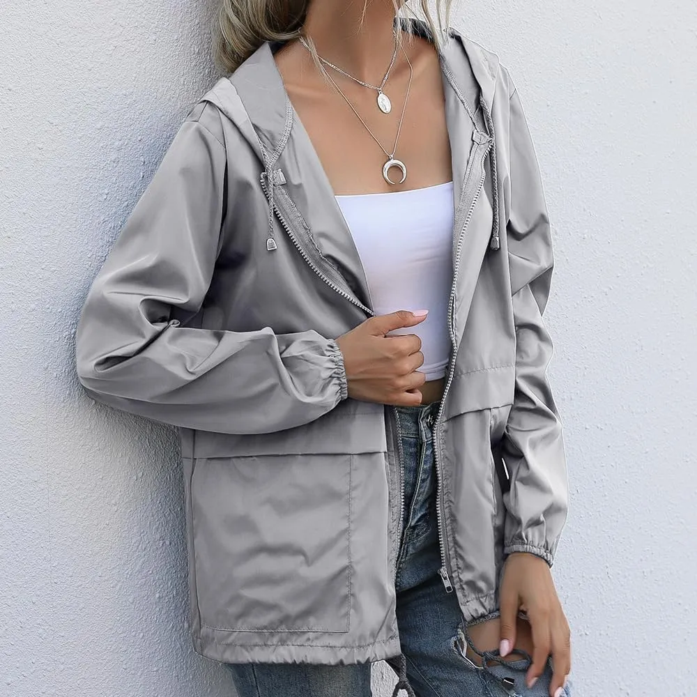 FRMUIC Rain Jackets for Women Waterproof Lightweight Hooded Rain Coats for Hiking Travel Outdoor Windbreaker Travel Jacket