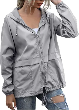 FRMUIC Rain Jackets for Women Waterproof Lightweight Hooded Rain Coats for Hiking Travel Outdoor Windbreaker Travel Jacket