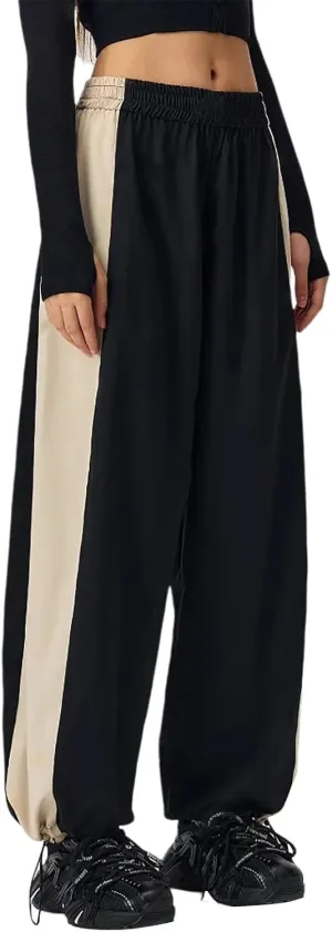 FZVYD Women's Casual Joggers Sweatpants Baggy Wide Straight Leg Loose Elastic Waist Drawstring Pants Trousers with Pockets