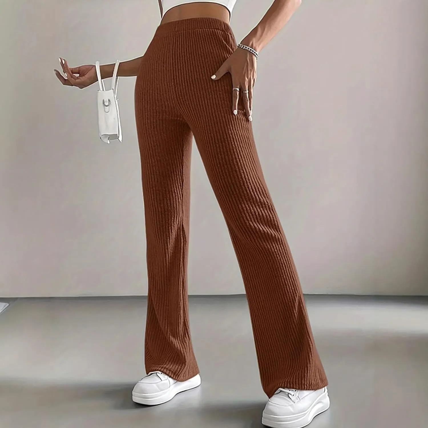 FZVYD Women's Casual Joggers Sweatpants Baggy Wide Straight Leg Loose Elastic Waist Drawstring Pants Trousers with Pockets