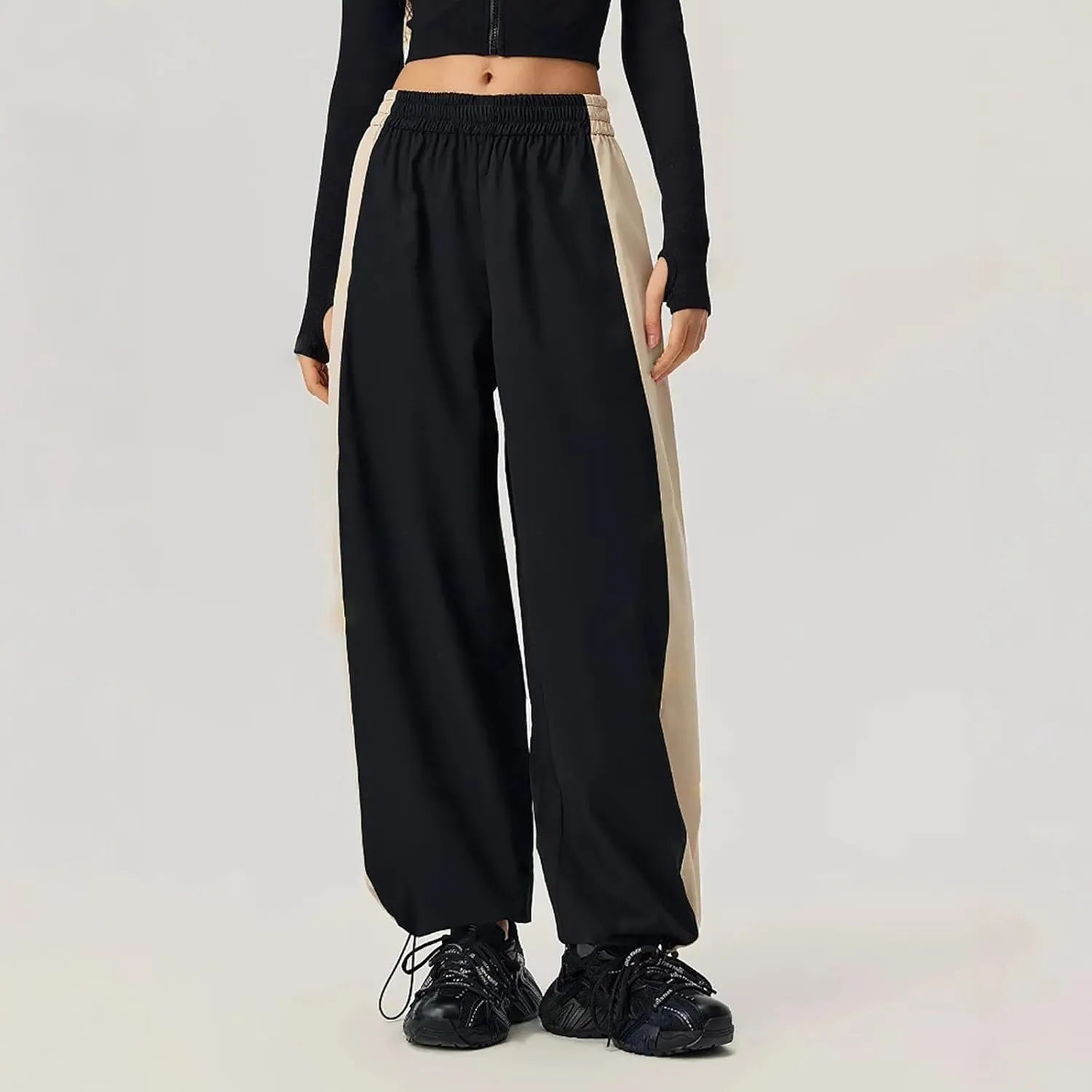 FZVYD Women's Casual Joggers Sweatpants Baggy Wide Straight Leg Loose Elastic Waist Drawstring Pants Trousers with Pockets