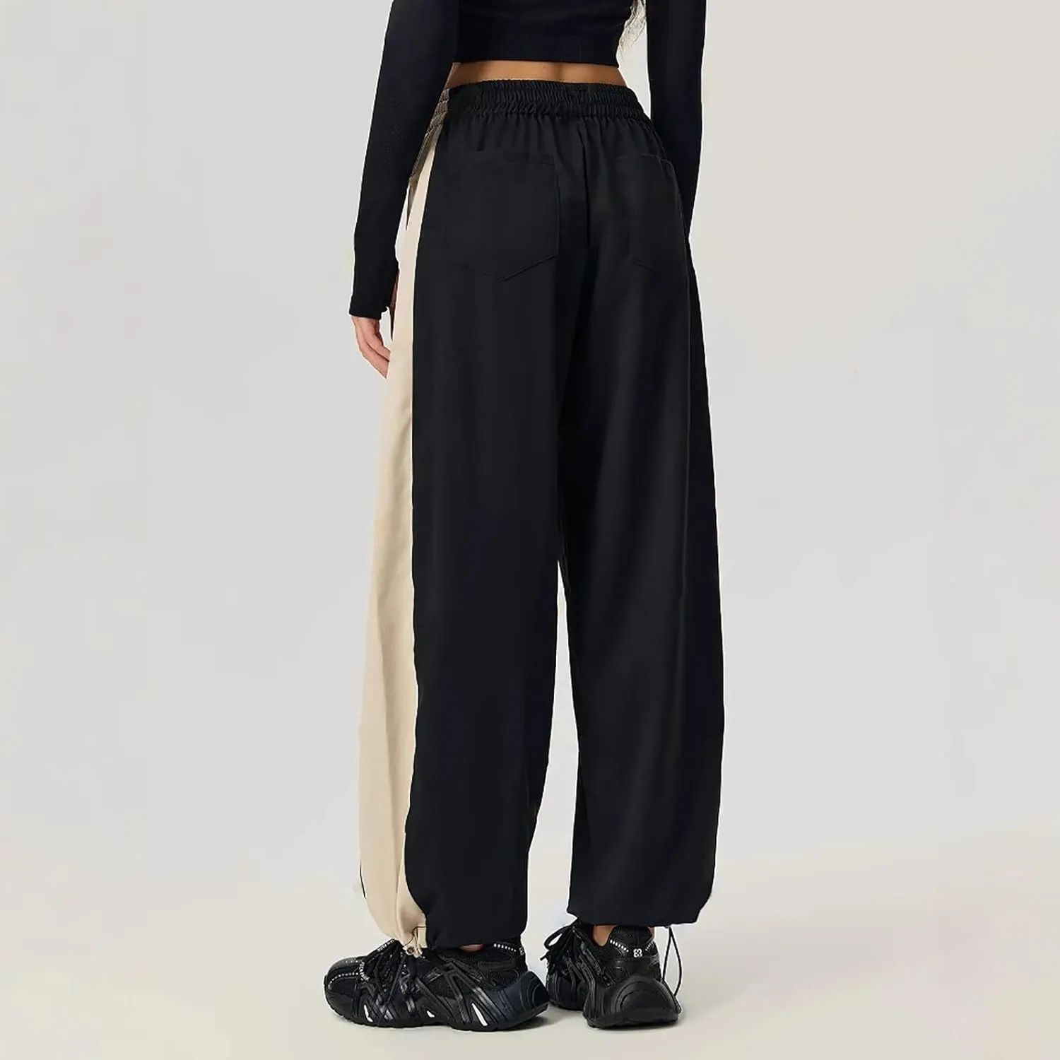 FZVYD Women's Casual Joggers Sweatpants Baggy Wide Straight Leg Loose Elastic Waist Drawstring Pants Trousers with Pockets