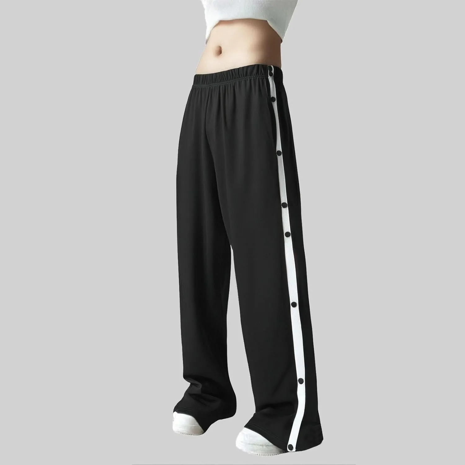 FZVYD Women's Casual Joggers Sweatpants Baggy Wide Straight Leg Loose Elastic Waist Drawstring Pants Trousers with Pockets