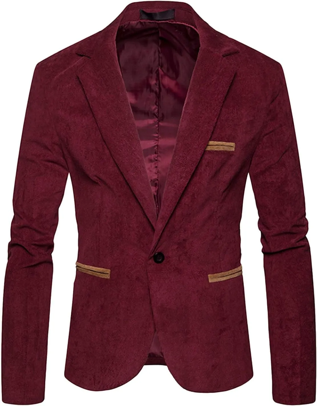 GATMSTZ Men Slim Fit Corduroy Suit Jackets Notch Lapel One Button Casual Blazers