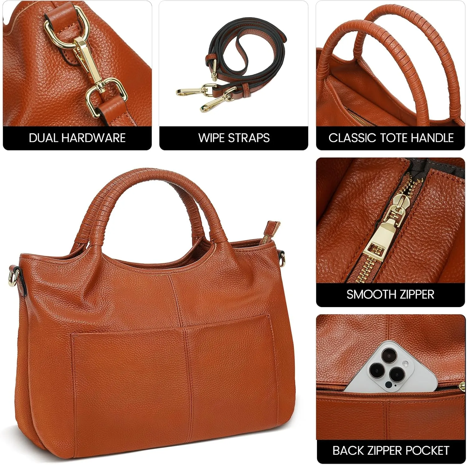 Genuine Leather Purses for Women Crossbody Shoulder Bags Designer Handbags Top Handle Satchel Bag