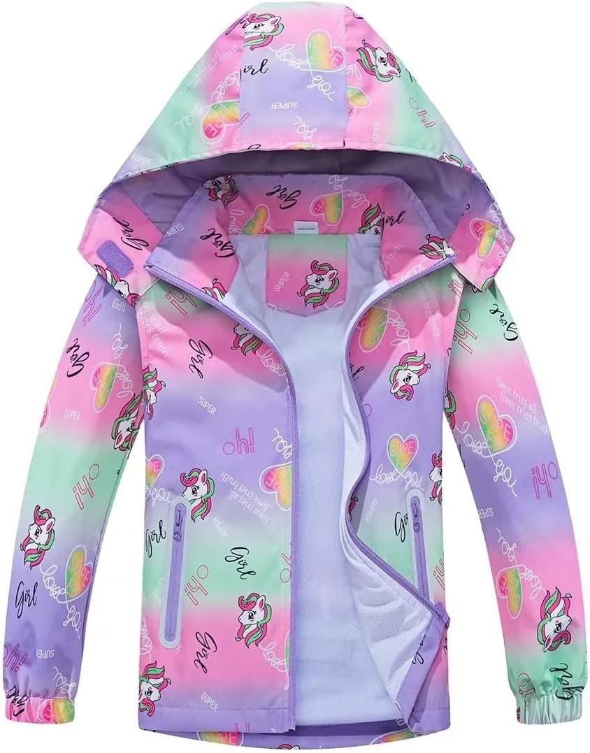 Girls Boys Light Jackets Kids Raincoat Waterproof Hooded Breathable Windbreakers Outerware Softshell