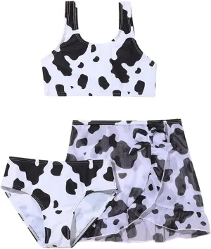 Girl's Cow Printed Bikini Set Mesh Breathable Cute Quick Dry Summer Beach Bathing Suit Soft Vacation Swimsuits 2025